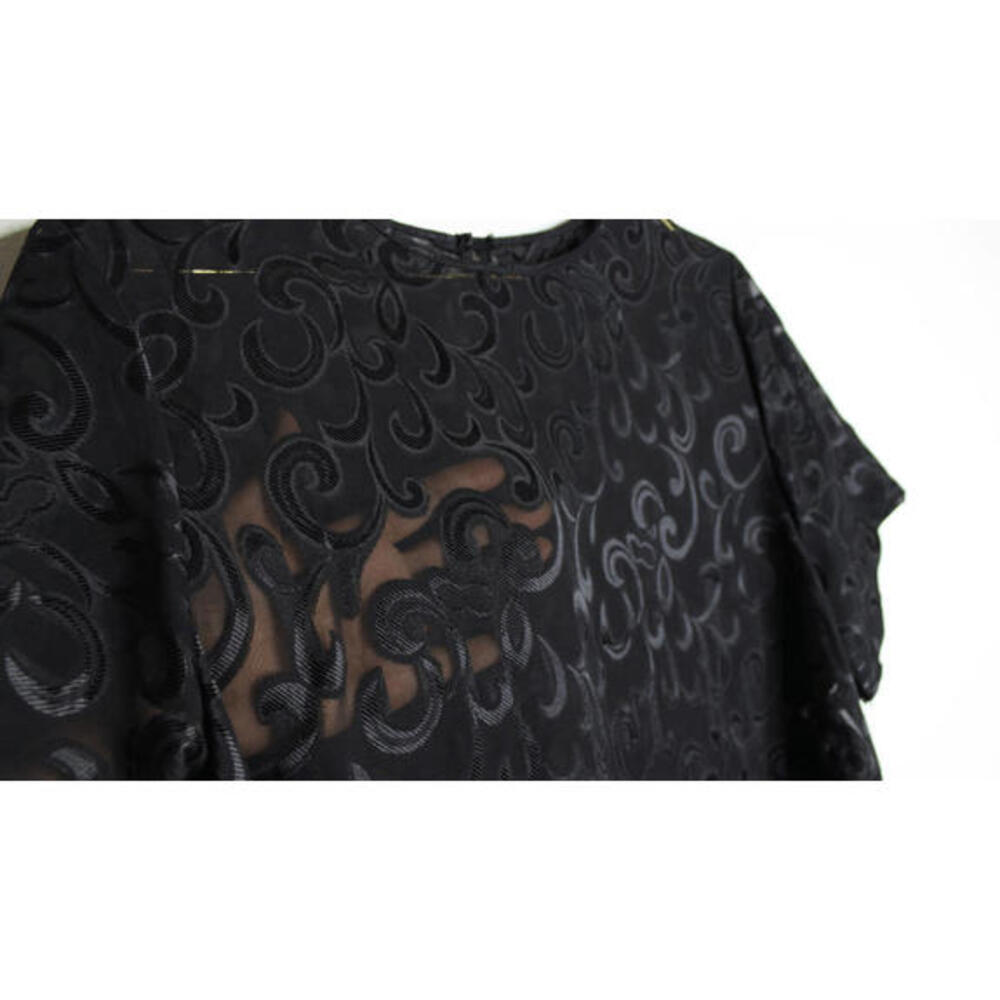 VTG Black Sheer Swirl Design Tee Blouse - Cinema Etoile - Large - Picture 6 of 6
